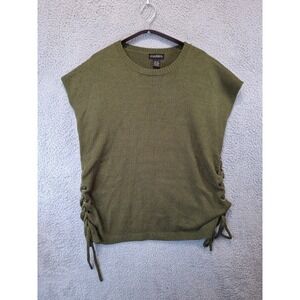 Madden NYC Sweater Vest Womens One Size Green Acrylic Knit Sleeveless Side Tie‎